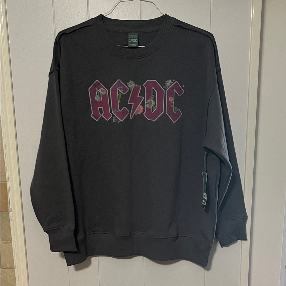 Terra & Sky Dark Gray Crewneck Sweater with AC/DC Logo
